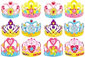 DIYIMING Creative Kids Crown DIY, 12 Pack DIY Non-woven Fabric Crown Hat Princess Headwear, Funny Childrens Handwork, Kids Toys Party Decor, Kids Gifts Girl Princess Birthday Party Favors Pretend Play
