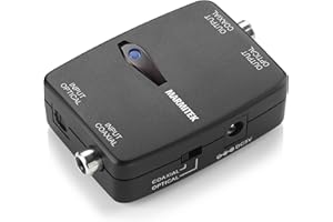 Convertidor Digital a Coaxial - Marmitek Connect TC22 - Conversor de Audio - Coaxial a Toslink - Bidireccional (2 Vías) - Dolby 5.1 - PCM Estéreo - Ambas Salidas Activas al Mismo Tiempo