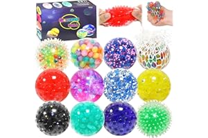 Audasi Pack of 12 Stress Balls, Anti-Stress Ball, Massage Balls, Hand Trainer, Hand Exercise Balls, Sensory Toy, Squeeze Balls, Squeeze Ball, Children for Adults, Anxiety Relief and Calming, Relax