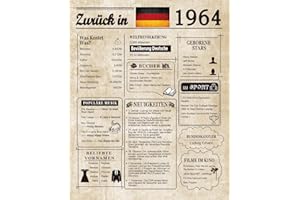 Woaipati Zurück im Jahr 1964 Geburtstag Poster,Dekoration zum 60.Geburtstag für Frauen oder Männer,edle Vintage-Tischdekoration,tolles Geschenk für 60-jährige Frau oder Geschenk für 60-jährigen Mann