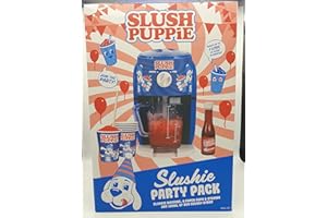 FIZZ CREATIONS Slush Puppie Slushie Party-Set enthält Slushie-Maschine, 6 Pappbecher und Strohhalme und 180 ml roter Kirschsirup