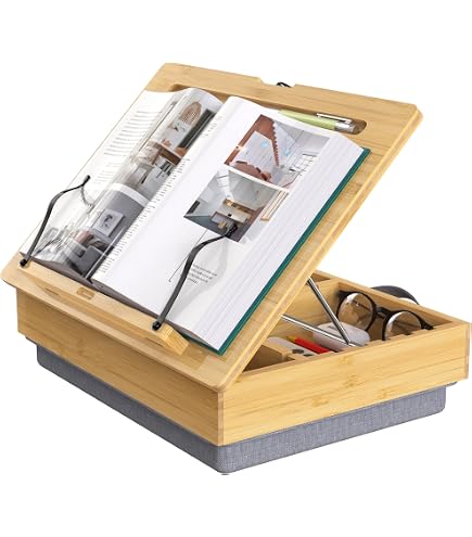 Buchständer & Lesekissen - Freihändiges Lesen Im Bett, Verstellbar, Mit Tablethalterung & Abnehmbarer Platte