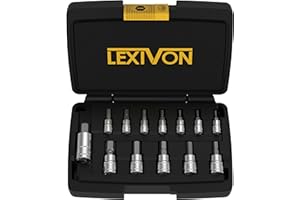 LEXIVON set de douilles mâles à 6 pans en acier S2 premium | 13 pièces métriques de 2mm à 14mm | Coffret de rangement inclus (LX-141)