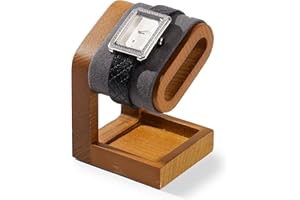 Oirlv Simple Bois Massif Support De Montre,Porte Montre,Watch Stand,Presentoir Collier(Gris Foncé)