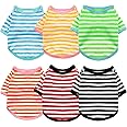 MAKINGTEC 6 Pieces Dog Striped T-Shirt, Shirt Breathable Pet Apparel Colorful Puppy Sweatshirt Dog Clothes for Small to Medium Dogs Puppy (Small Size)