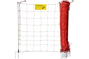 horizont Recinzione di pecora, 50 m, strongline 105 cm di altezza - 14 pali in fibra di vetro con doppia punta - Recinzione elettrica - arancione - recinzione elettrica per pecore e capre - recinzione
