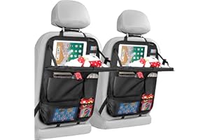 LUCMO Organisateur de Voiture, Protecteur Arrière de Siège Auto, Kick Mats Imperméable avec Table à Manger, Multi-Poches pour Rangement Voiture