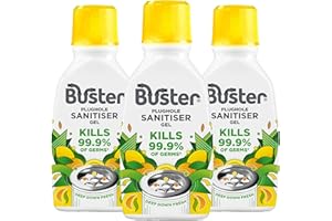 Buster Sanitiser Gel Citrus, 300ml, Pack of 3 – Stop Smelly Plugholes, Sinks & Drains - Removes Stains & Kills 99.9% Germs - Fast Acting - Long Lasting Sink & Drain Freshener