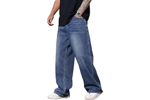 Zewool Mens Y2k Hip Hop Baggy Jeans Wide Leg Skater Jeans Loose Denim Pants Skateboard Streetwear