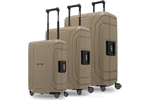 REDOLZ Essentials 15 Productos habituales, Cool Beige, Kofferset (3-teilig), Carro rígido con ruedas giratorias