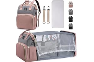 ZIOSINM Baby Wickelrucksack mit Wickelauflage, Wickeltasche mit Bettfunktion, Multifunktional Wasserdichter Wickeltasche Rucksack, Wickelrucksack mit USB-Ladeanschluss