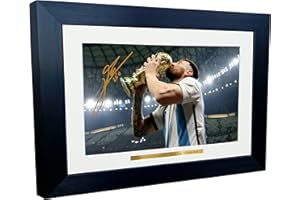 Lionel Messi World Cup Winners 2022 Argentinien Barcelona Leo Autogramm signiert 30,5 x 20,3 cm A4 Foto Fotorahmen Fußball Poster Geschenk