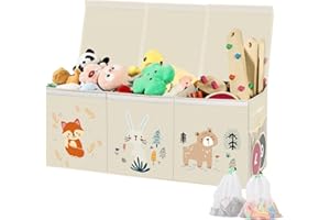 HEYCOOK Toys Storage Organiser, 130L Soft Toy Storage Box Large, Kids' Toy Chests & Boxes, Childrens Toy Storage Box with Lid (Beige)