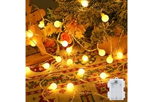 Gcstnn Catena luminosa a batteria, per esterni, 6 m, 40 LED, luce bianca calda, con timer da 6 ore, IP65, impermeabile, per camera da letto, balcone, cameretta dei bambini, decorazione natalizia