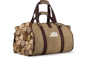 BONTHEE Kaminholztasche Kaminholzträger Kaminholz Holzkorb Brennholztasche Große Tragetasche zum Tragen von holz Segeltuch Langlebig Wasserdichtes Gewebe
