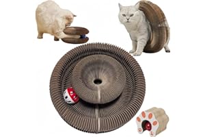 MHwan Jouet Chat, Grattoir Chat 2 en 1 et Jouet pour Chaton avec Cloche, Résistant aux Rayures et Durable, Design en Accordéon, Plusieurs Changements de Forme, Pliable pour Le Rangement