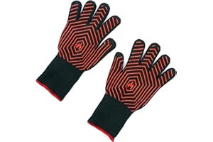 4YourHome Oven Open Fire Wood Burner BBQ Heat Resistant Proof Gloves Mitts 500°C (One Size)