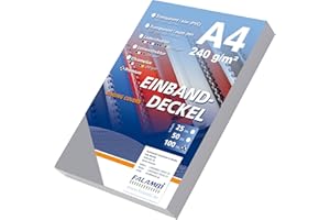 100 Einbanddeckel Lederstruktur, Falambi/Premium 240 Rückenkarton (grau)