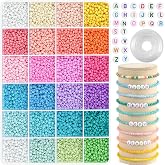 ARTREE Beads for Bracelet Making 24 Colors Pastel Macarons, 3mm Polymer Clay Beads for Bracelet Making Beads Crystal Beads, D