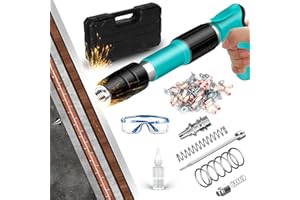 BURMONG Pistolet a Clou Manuel, Cloueur Beton avec 100 Clous Ronds, 5 Vitesses Double Silencieux Cloueuse Pneumatique, Cloueur a Poudre pour Plafonds, Tuyaux, Installation de Circuits, Décoration Intérieure