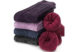 EBMORE Chaussettes Thermiques en Laine de Mérinos pour Femmes Marche Chaudes Épaisses Hiver Confortables Travail Douces Bottes Froides Chaussettes pour Femmes Paquet de 5