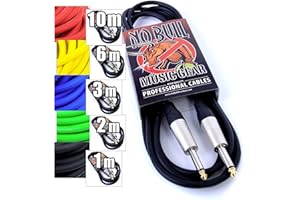NO BULL Premium Guitar/Instrument Cable (Black, 10ft / 3m, Straight Plugs) - Achieve a Cleaner Signal via a Heavy Duty Pro 1/4" Jack to Jack Noiseless Mono Lead - Coloured Link Lead to Amplifier/Amp Cable