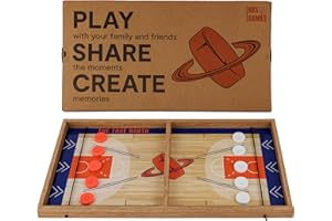 HBS GAMES Sling Puck Hockey de Table en Bois XL - Grand Jeu Familial pour Enfants et Fans de Hockey