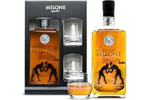 Amaro Milone Gift Box 70cl + 2 Bicchieri Milone Spirits – Liquore Digestivo alle Erbe (35% Vol.) – Confezione Regalo Elegante per Intenditori