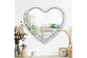 LZUSO Crystal Wall Mirror Silver Bling Frameless Mirrors for Wall Crush Diamond Decorative Mirors for Home Bedroom Bathroom Entryway Hallway Hanging Mirror 50x50cm