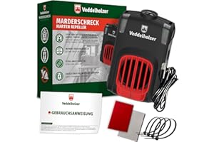 ‎VEDDELHOLZER Veddelholzer Marderabwehr mit USB Stecker Ultraschall & LED Blitzlichter für 70m² Marderschreck für Dachboden, Haus, Garage, Carport, Keller, Gartenhütte UVM auf natürliche Weise Marder vertreiben