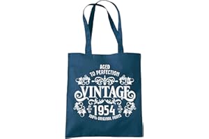 Dead Set Studio 70th Birthday Gifts For Women, Vintage 1954 70th Birthday Tote Bag, 70th Gift For Her, Cotton Fabric Shoulder Reusable Shopper Bag, 70th Anniversary Present