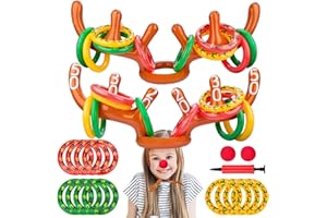 PIPIHOME Christmas Games Eve Box Fillers Xmas Stocking Stuffers Gadgets, Inflatable Reindeer Antler Ring Toss Party Games, Stocking Fillers Funny Secret Santa Gifts for Kids Adults
