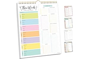 Decorably Wöchentliche Mahlzeiten-Planer – magnetischer Kühlschrank-Mahlzeitenplaner mit perforierten Blättern (Pastell)