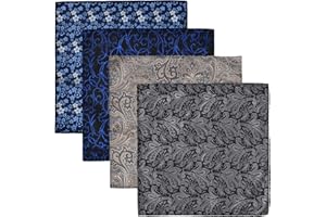 NICELAND 4 Pieces Homme Mouchoir de Poche, Homme Mouchoir Carré en Soie de Polyester Pochette de Costume Classique, Handkerchiefs Homme Carré de Poche, 22.5x22.5cm