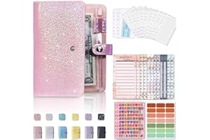 HYKIEE Classeur Budget A6 Francais, Agenda Budget Planner avec 12 Enveloppe Pochette Transparente, 12 Feuilles Budget, Carnet Classeurs à Anneaux pour Économiser Organisateur, Classeur Bristol Cahier (Rose)