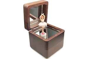 FALADO Caja de música de madera maciza de 18 notas, para Navidad, cumpleaños, día de San Valentín, día de la madre, melodía del lago de los cisnes, nogal