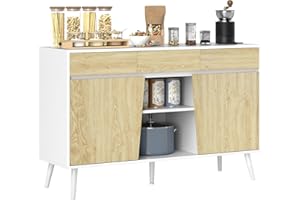 HOMCOM Aparador de 2 Puertas Aparador de Salón con 3 Cajones Estantes Mueble para TV para Dormitorio Sala de Estar 120x39x77 