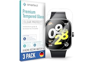 smartect Szkło Hartowane [3 Sztuki, Clear] dla Xiaomi Redmi Watch 4, Szklana Ochrona Ekranu 9H, Ochraniacz Ekranu bez Pęcherzyków, Bez Odcisków palców