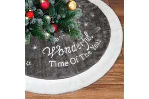 Ywlake Weihnachtsbaum-Rock Großer Luxus-Kunstpelz-Weiss-Grau-Baum-Rock mit Schneeflocken-Doppelschichten Weicher Baum-Rock für Weihnachtsfeiertagsdekorationen 90cm