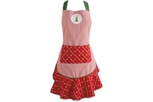 DII Damski świąteczny fartuch kuchenny regulowany rozmiar dla dorosłych do gotowania, pieczenia, majsterkowania i rozrywki, jeden rozmiar, Merry Tree