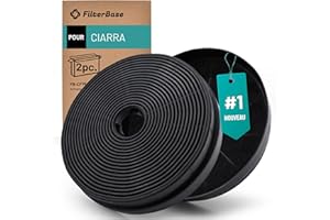 FilterBase® Lot de 2 filtres à charbon actif pour hotte aspirante Ciarra CBCF003