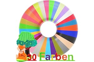 Dikale 1.75mm 3D Drucker Stift Filament PCL 30 Farben, jede Farbe 3m, mit Schablonen eBook, hohe Präzision Durchmesser helle Farben, niedrige Temperatur sicher Nachfüllen, 3D-Stift nicht enthalten