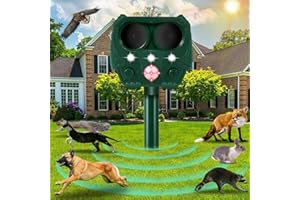 ROEJUYY Cat Repellent, Ultrasonic Animal Repellent, Garden Animal Scarer Repellent, Solar Cat Repellent with PIR Motion Sensor Flash and 5 Adjustment Modes, USB Charging & Waterproof, for Garden Yard Farm
