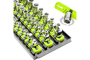 Ernst Manufacturing 8498HV 13-Inch Socket Boss, Premium 3-Rail Multi-Drive Socket Organizer, High Visibility