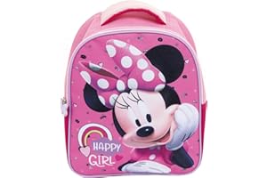 SUPERDIVER Sac a dos Cartable pour enfants Licence Officielle Disney pour l’école et la crèche - 28x23x10 cm - avec des anses rembourrées - Idéal pour enfant (Minnie Mouse)