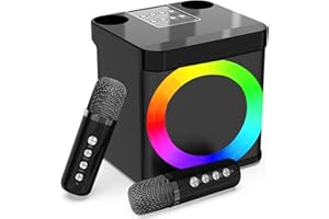 EASJOY Karaoke con microfono,Karaoke professionale completo, Bluetooth cassa con microfono, karaoke per tv, karaoke portatile Wireless, Ricaricabile, Luce LED, Prima scelta per i regali