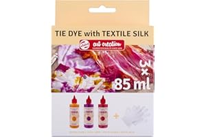 Talens Art Creation Set Tie-Dye | Amarillo, Rosa y Rojo + Guantes | Tinte para camisetas, zapatos, ropa, bricolaje, upcycling