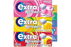 Chewing Gum Bundle With Extra Refreshers 1x Bubblemint (7pcs), 1x Strawberry Lemon (7pcs), 1x Tropical (7pcs) and 1x JenBurr Leaflet