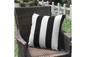 SK Studio 2 Stück Outdoor Kissen Wetterfest Wellen Gestreift Kissenbezug Sofakissen Dekorativ für Garten Sofa Wohnzimmer Bett Streifen Schwarz, 45x45cm