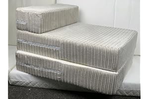 ISTYLE MODE Cream Jumbo Cord Single Chair Bed Sofa Z Bed Seat Foam Fold Out Guest Futon Kids